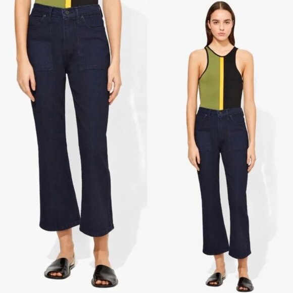 PROENZA SCHOULER WHITE LABEL High Rise Kick Flare Cropped Jeans - Size 25 - Picture 1 of 14